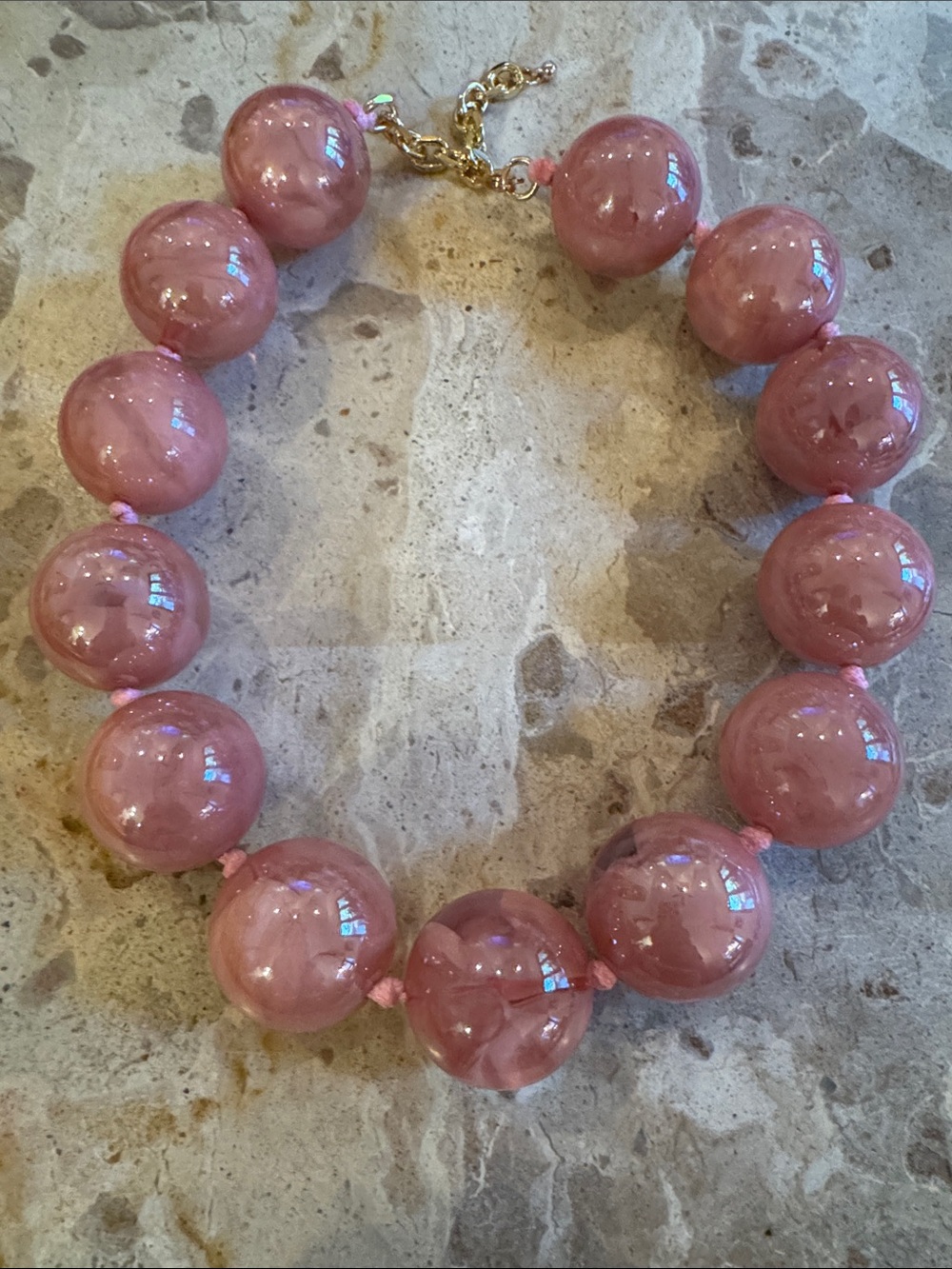 Bold Large Pink Beaded Statement Necklace - Brand